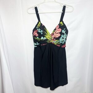 Carol Wior Slimsuit Swimsuit Dress Skirted One Piece Size‎ 14 Underwire Slimming